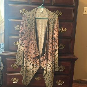 Medium Weight Cardigan size Large.  Leopard print.  New
